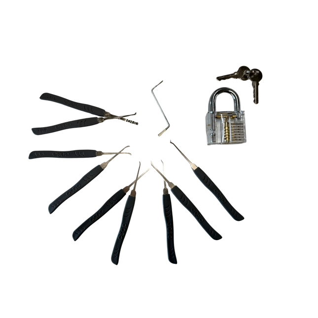 Goso – Juego de 10 ganzúas con cerradura de entrenamiento transparente