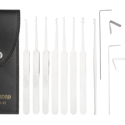 SouthOrd MPXS-11 – juego de ganzúas de 11 piezas – set profesional con funda de piel