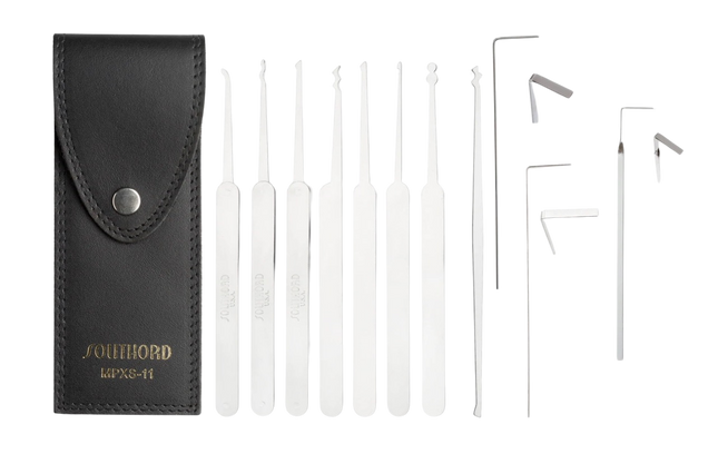 SouthOrd MPXS-11 – juego de ganzúas de 11 piezas – set profesional con funda de piel