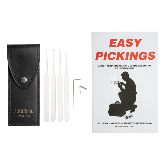 Juego de Ganzúas para Principiantes (5 piezas) con libro "Easy Pickings" gratis