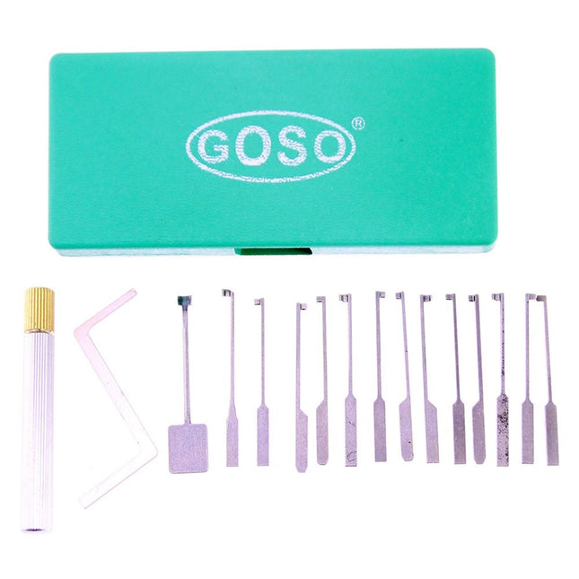 Juego de ganzúas de puntos Goso de 17 piezas – Con cerradura de entrenamiento transparente (principiante)